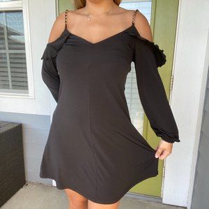 Michael Kors Black Mini Dress with Gold Chain Hardware